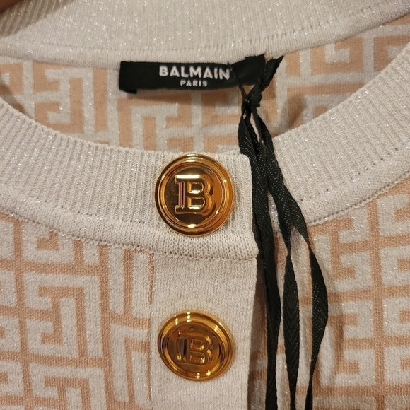 Balmain Crop Short Sleeve Cardigan Sweater NWT - Picture 5 of 13